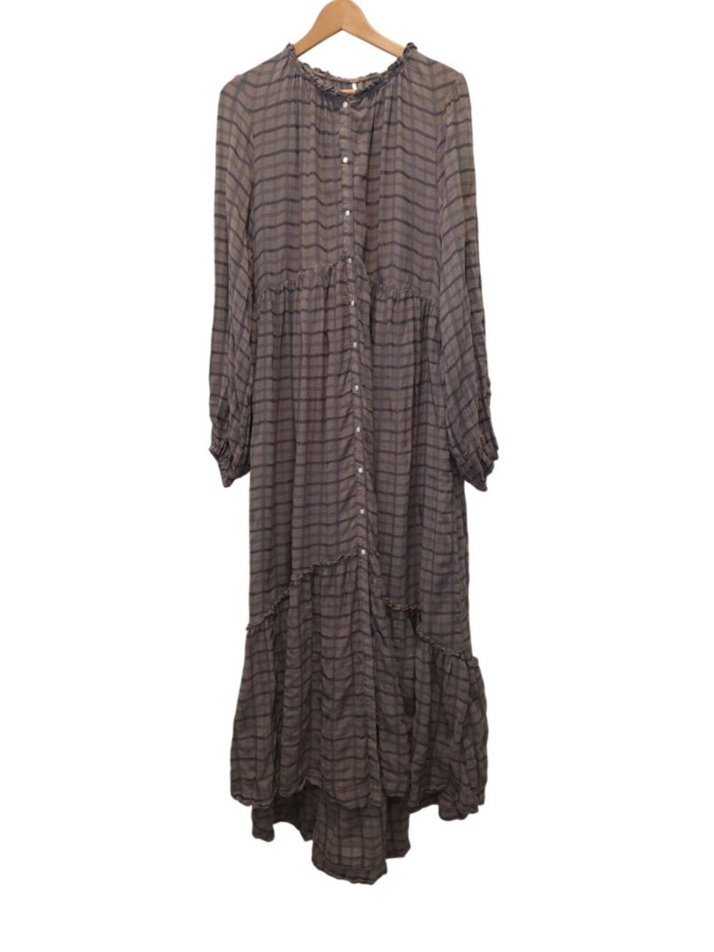 Free People Edie Plaid Maxi Dress In Horseshoe Sz L